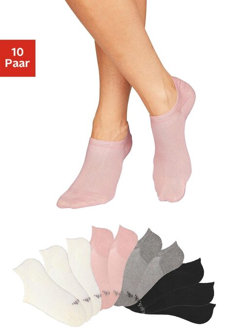Bild: Sneakersocken von Bench.: Eine Strumpfsammlung von 10 Pack Sneakersocken von Bench. Das leichte Baumwollgemisch sorgt für ein schönes Tragegefühl. Für den perfekten Halt sorgt das Silikon über der Ferse. Aus 70% Baumwolle, 29%Polyamid und 1%Elasthan