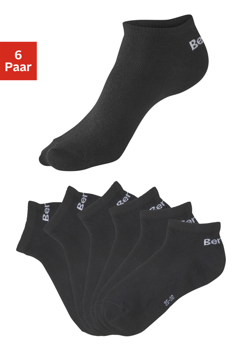 Bild: Sneakersocken von Bench.: 6er-Pack unifarbene Sneakersocken von Bench. Mit kontrastfarbenem Markenlogo am Hacken. Ohne Frottee. Ideal für Sport und Freizeit. Angenehme, elastische Baumwollmischung.