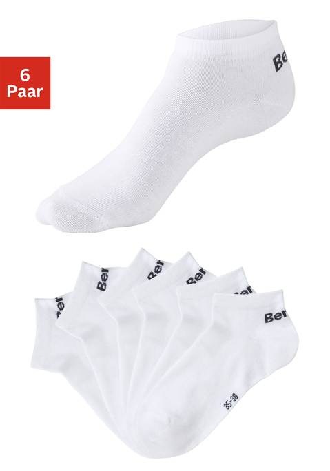 Bild: Sneakersocken von Bench.: 6er-Pack unifarbene Sneakersocken von Bench. Mit kontrastfarbenem Markenlogo am Hacken. Ohne Frottee. Ideal für Sport und Freizeit. Angenehme, elastische Baumwollmischung.