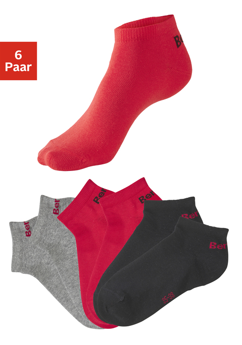 Bild: Sneakersocken von Bench.: 6er-Pack unifarbene Sneakersocken von Bench. Mit kontrastfarbenem Markenlogo am Hacken. Ohne Frottee. Ideal für Sport und Freizeit. Angenehme, elastische Baumwollmischung.