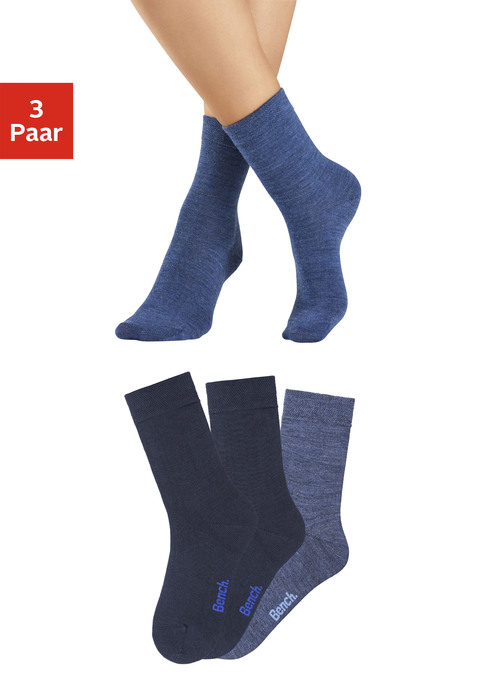 Bild: Socken von Bench.: Wärmende Socken mit Wollanteil im 3er-Pack von Bench. Druckfreies, elastisches Rippbündchen für einen angenehmen Sitz. Ideal für die kalte Jahreszeit. Weiche, wärmende Qualität.