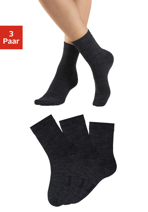 Bild: Socken von Bench.: Wärmende Socken mit Wollanteil im 3er-Pack von Bench. Druckfreies, elastisches Rippbündchen für einen angenehmen Sitz. Ideal für die kalte Jahreszeit. Weiche, wärmende Qualität.