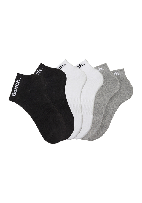 BENCH. Sportsocken Damen 2x schwarz, 2x grau-meliert, 2x weiß Gr.35-38