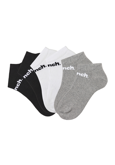 BENCH. Sportsocken Damen 2x schwarz, 2x weiß, 2x grau-meliert Gr.35-38