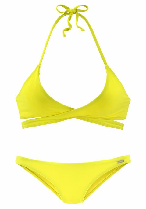 BENCH. Triangel-Bikini Damen gelb Gr.34 Cup C/D