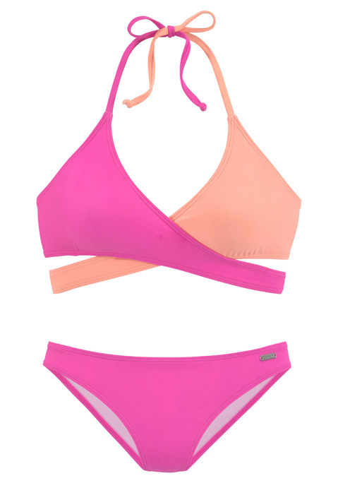 BENCH. Triangel-Bikini Damen pink-orange Gr.34 Cup C/D