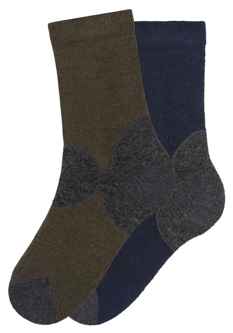 BENCH. Wandersocken Damen 1x navy-anthrazit, 1x olive-anthrazit Gr.35/38