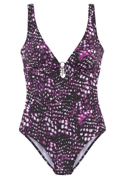 BRUNO BANANI Badeanzug Damen dunkelrosa-bedruckt Gr.34 Cup A/B