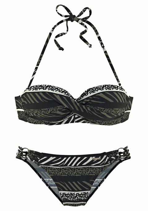 BRUNO BANANI Bügel-Bandeau-Bikini Damen oliv-bedruckt Gr.34 Cup A