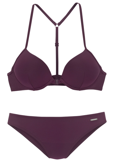 Bild: Push-Up-Bikini von Bruno Banani: Stylischer Look in 3 angesagten Unifarben. Wattierte Cups mit eingearbeiteter Verstärkung für ein atemberaubendes Dekolleté. Top vorn zu schließen. Träger im Rücken verstellbar.
