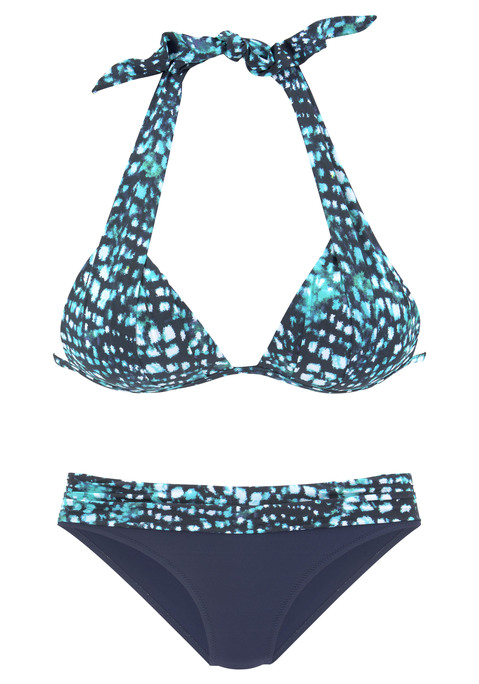 BRUNO BANANI Triangel-Bikini Damen marine-bedruckt Gr.32 Cup A