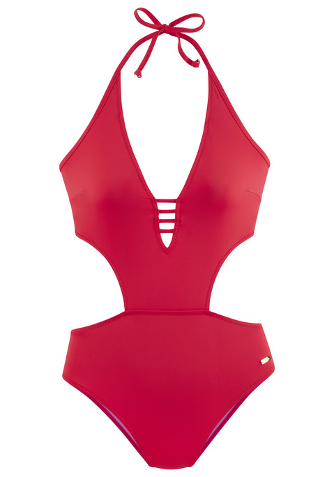 Bild: Badeanzug von Buffalo: Monokini von Buffalo in modischer Uni-Farbe. Verführerisches Design mit Cut-outs und einem extratiefen V-Ausschnitt. Neckholder zum Binden. Herausnehmbare Softcups. Mit Rückenschließe. Mit Anteilen an recyceltem Polyamid.