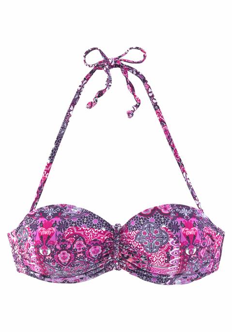 BUFFALO Bandeau-Bikini-Top Damen aubergine-bedruckt Gr.34 Cup D