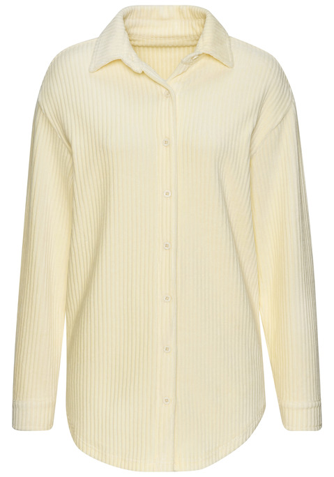 Bild: Blusenshirt von Buffalo: Stylisches Loungeshirt von Buffalo in hochwertiger Cord-Struktur im Retro-Stil. Mit klassischem Hemdblusenkragen. Überschnittene Schultern treffen auf einen abgerundeten Saum. Trageangenehme Qualität aus einer elastischen Baumwollmischung.