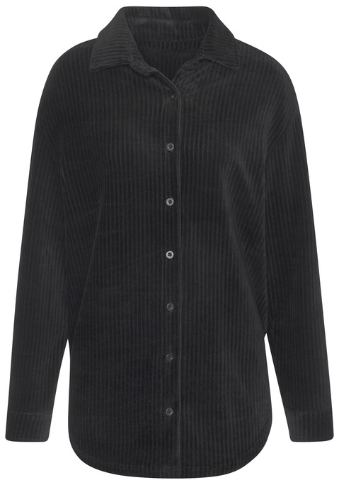 Bild: Blusenshirt von Buffalo: Stylisches Loungeshirt von Buffalo in hochwertiger Cord-Struktur im Retro-Stil. Mit klassischem Hemdblusenkragen. Überschnittene Schultern treffen auf einen abgerundeten Saum. Trageangenehme Qualität aus einer elastischen Baumwollmischung.