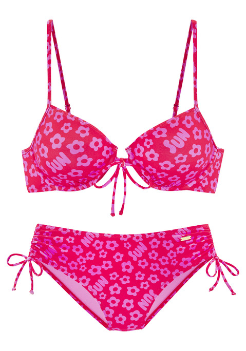 Bild: Bügel-Bikini von Buffalo: Süßer Bügel-Bikini von Buffalo mit sommerlichem Alloverprint. Bügel-Bikinitop mit verstellbaren Trägern und Schleife zwischen den Cups. Etwas höher geschnittene Bikinihose mit seitlichen Tünnelzügen. Angenehme Qualität.