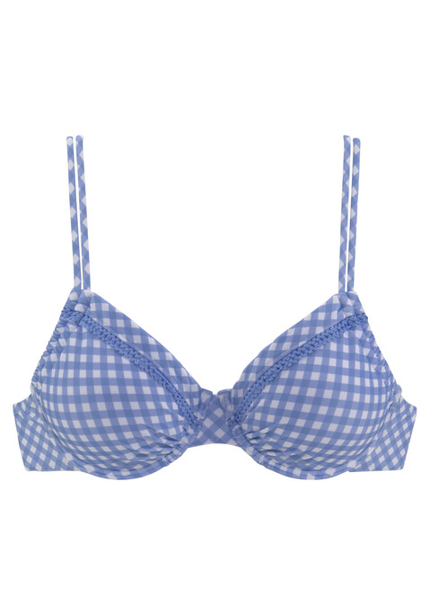 BUFFALO Bügel-Bikini-Top Damen hellblau-kariert Gr.36 Cup D