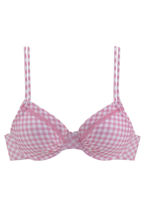 BUFFALO Bügel-Bikini-Top Damen rosa-kariert Gr.38 Cup B