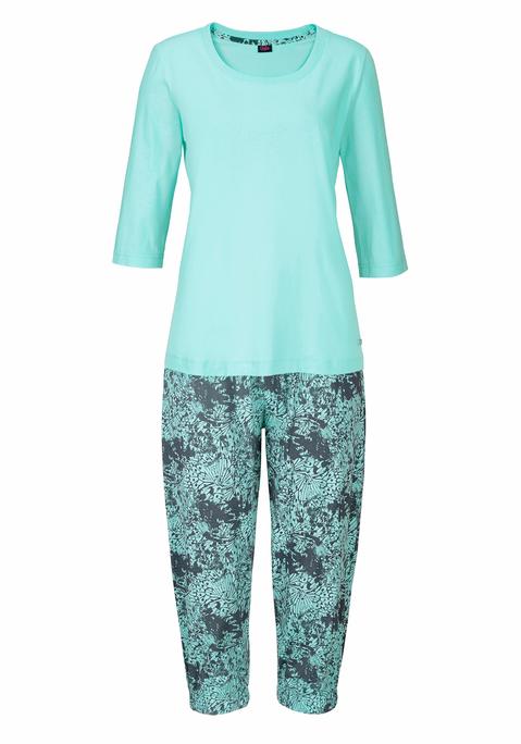 BUFFALO Damen Capri-Pyjama mint-gemustert Gr.32/34