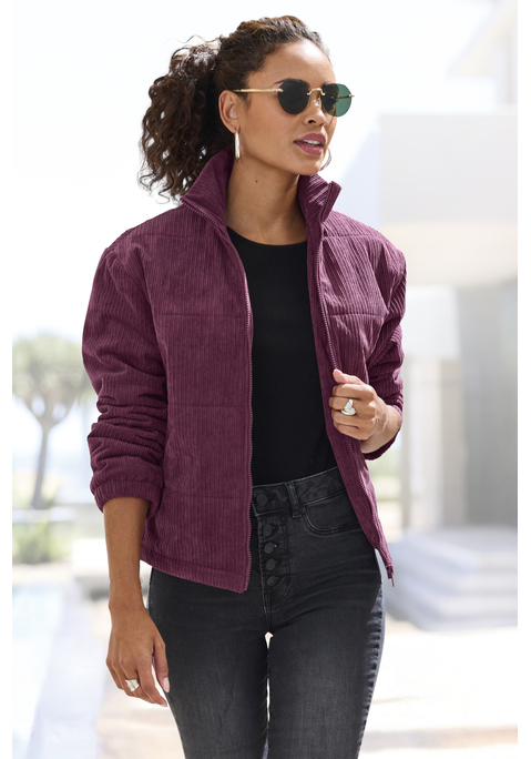 Bild: Cordjacke von Buffalo: Gesteppte Cordjacke von Buffalo. Hoch schließender Kragen. Durchgehender Reißverschluss vorn. Elastische Bündchen an den Ärmeln. Leicht wattiert. Pflegeleichte Cordware.