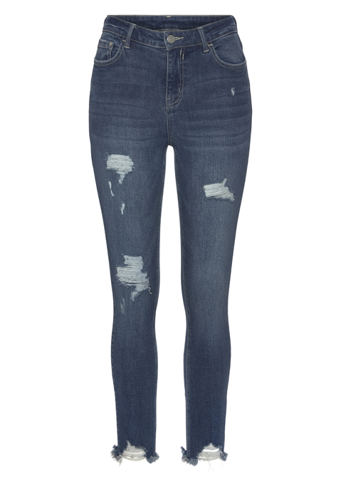 BUFFALO Destroyed-Jeans Damen dark-blue-washed Gr.34