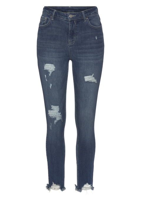 BUFFALO Destroyed-Jeans Damen dark-blue-washed Gr.38