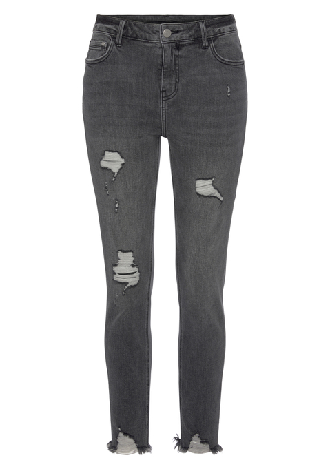 BUFFALO Destroyed-Jeans Damen dark-grey-washed Gr.44