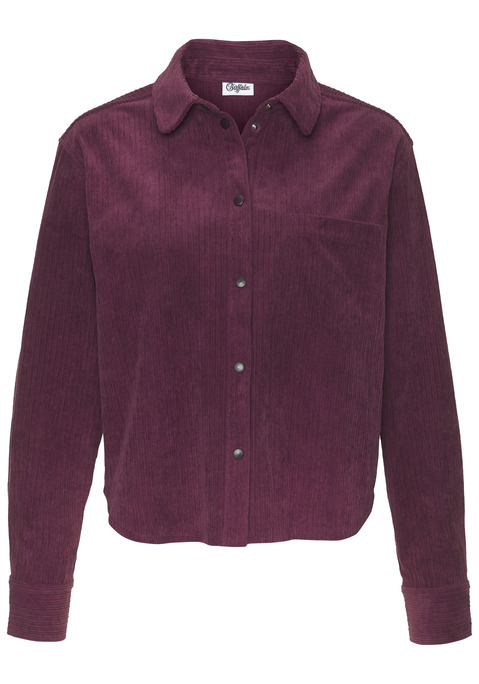Bild: Hemdbluse von Buffalo: Hemdbluse aus Breitcord von Lascana. Leicht verkürzte Länge. Modischer Blusenkragen. Durchgehende Druckknopfleiste vorn. Aufgesetzte Brusttasche. Abgerundeter Saum. Weiche Cordqualität.