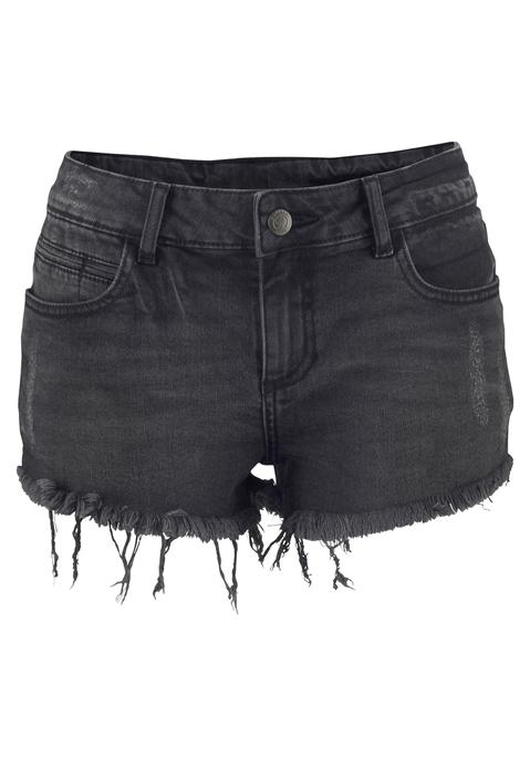 BUFFALO Jeanshotpants Damen schwarz-washed Gr.34