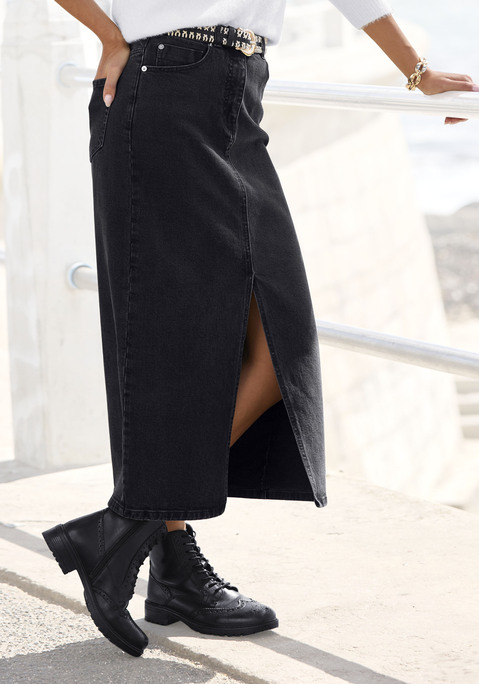 Bild: Jeansrock von Buffalo: Jeansrock von Buffalo. Mit tiefem Schlitz auf der Vorderseite. Klassischer 5-Pocket-Style. Inklusive Gürtelschlaufen. Normal weit geschnitten. Trageangenehmer und elastischer Denim.