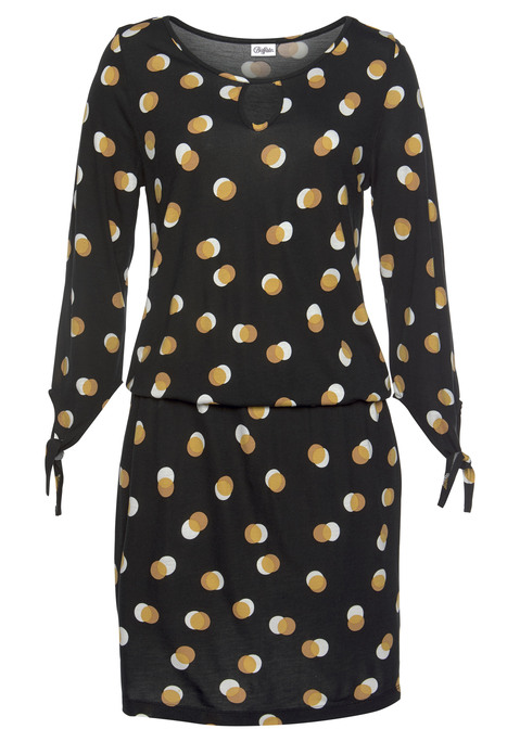 BUFFALO Jerseykleid Damen schwarz-gelb-bedruckt Gr.42