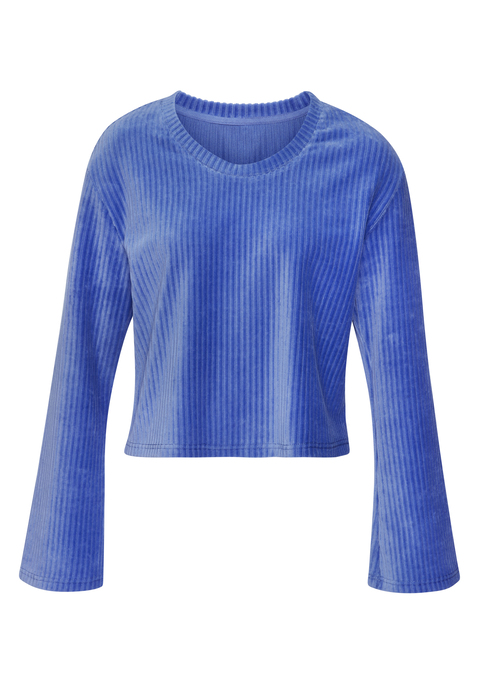 Bild: Langarmshirt von Buffalo: Stylisches Langarmshirt von Buffalo in hochwertiger Cord-Struktur im Retro-Stil. In verkürzter Länge und mit dezenten Trompetenärmeln. Trageangenehme Qualität aus einer elastischen Baumwollmischung.