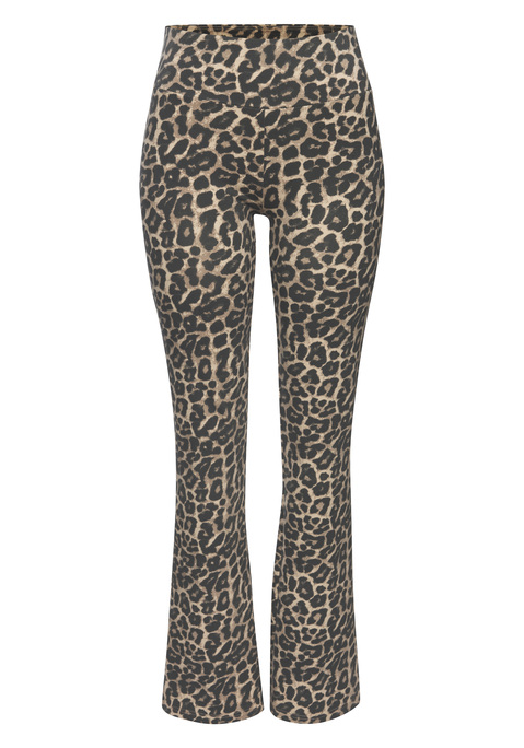 Bild: Leggings von Buffalo: Flared Leggings von Buffalo mit ausgestelltem Bein und Allover-Leo-Print. Breiter, elastischer Bund für einen angenehmen Sitz und eine schöne Silhouette. Hochwertige Jersey-Stretch-Qualität.