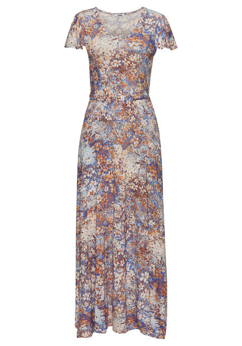 Bild: Maxikleid von Buffalo: Maxikleid von Buffalo. Mit Alloverprint. Mit V-Ausschnitt und angesetzten Flügelärmeln. Gesmokte Taille. Luftige Viskosequalität.