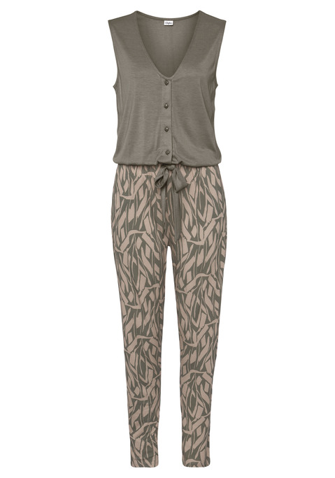 BUFFALO Overall Damen khaki-sand bedruckt Gr.34