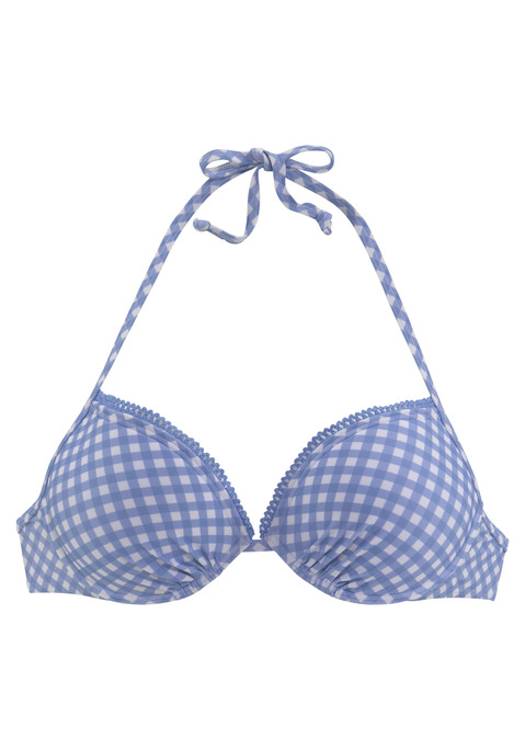 BUFFALO Push-Up-Bikini-Top Damen hellblau-kariert Gr.32 Cup A