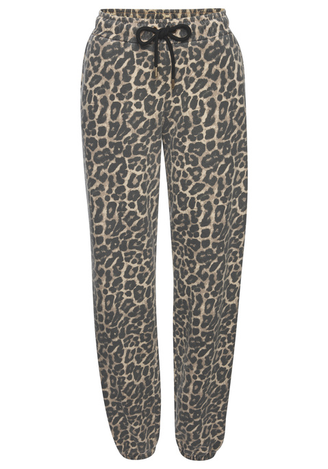 Bild: Sweathose von Buffalo: Markante Loungehose von Buffalo mit Allover-Leo-Print. Mit geradem Bein, dass unten schmal zuläuft. Elastischer Bund mit Kordelzug für einen angenehmen Sitz. Seitliche Eingrifftaschen. Hochwertige Sweatqualität aus einer Baumwollmischung.