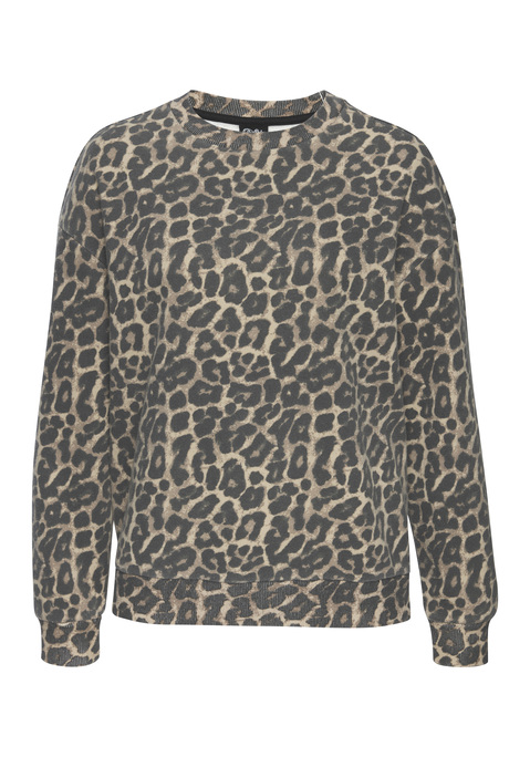 Bild: Sweatshirt von Buffalo: Bequemes Sweatshirt von Buffalo mit trendigem Allover-Print. Langarmdesign mit überschnittenen Schultern. Rundhalsausschnitt mit Rippbündchen. Elastische Bündchen am Ärmel und am Saum. Hochwertige Sweatqualität aus einer Baumwollmischung.