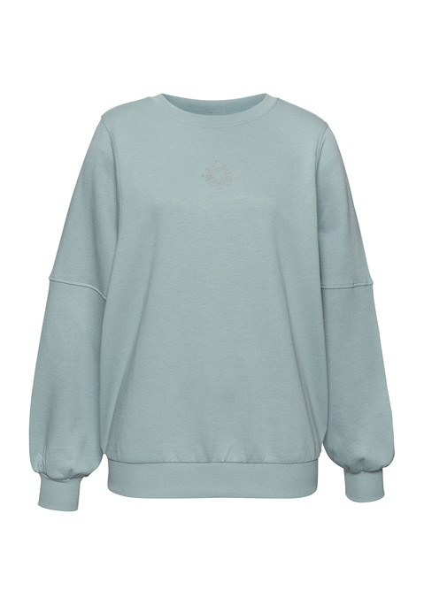 Bild: Sweatshirt von Buffalo: Sweatshirt von Buffalo. Rundhalsausschnitt und Rippbündchen. Extrastark überschnittene Schulternähte. Großer Rücken-Print mit Glanz-Effekt. Lockere Passform. Softe Sweatware.