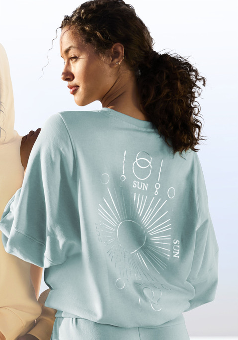 Bild: Sweatshirt von Buffalo: Sweatshirt von Buffalo. Rundhalsausschnitt und Rippbündchen. Extrastark überschnittene Schulternähte. Großer Rücken-Print mit Glanz-Effekt. Lockere Passform. Softe Sweatware.