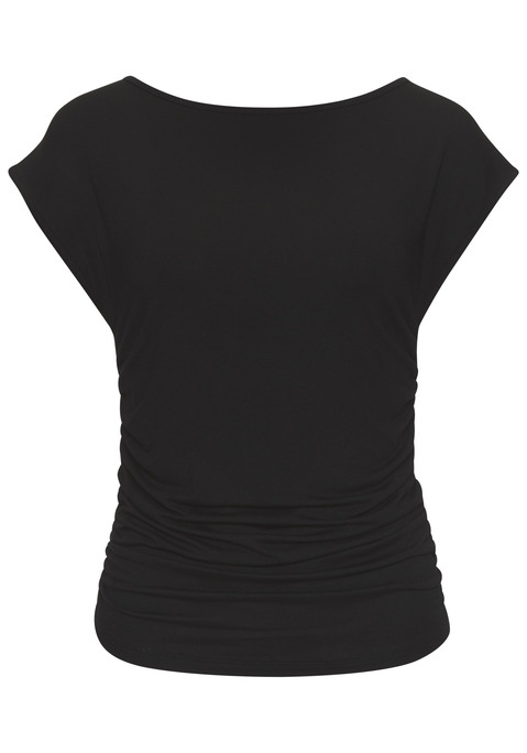Bild: T-Shirt von Buffalo: Modisches Basic-T-Shirt von Buffalo mit U-Boot-Ausschnitt. Kurze Ärmel mit überschnittenen Schultern. Mit seitlicher Raffung. Gerader Saumabschluss. Vielseitig kombinierbar. Elastische Jerseyware.