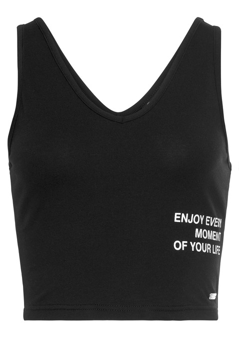 Bild: Tanktop von Buffalo: BUFFALO Tanktop in Washout-Optik und kleinem Statement-Print unter der linken Brust. Aus 95% Baumwolle, 5% Elasthan.