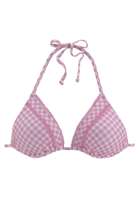 BUFFALO Triangel-Bikini-Top Damen rosa-kariert Gr.34 Cup C/D