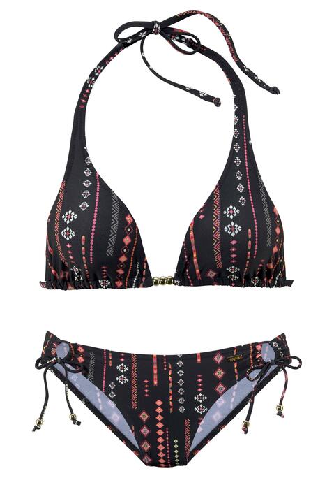 BUFFALO Triangel-Bikini Damen schwarz-bedruckt Gr.32 Cup A/B