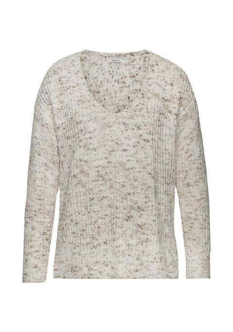 Bild: V-Ausschnitt-Pullover von Buffalo: In weicher Chenille-Qualität und angesagter Multicolour-Optik. Mit V-Ausschnitt und seitlichen Schlitzen am Saum. Länge ca. 64 cm.  Aus 100% Polyester.