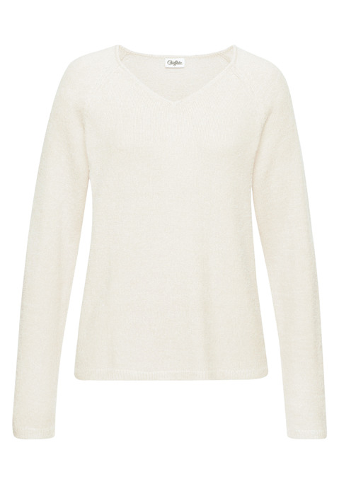 Bild: V-Ausschnitt-Pullover von Buffalo: Feiner Strickpullover von Buffalo. Mit langen Raglanärmeln und V-Ausschnitt. Schmale Rippbündchen. Elastischer Materialmix mit weichem Griff.