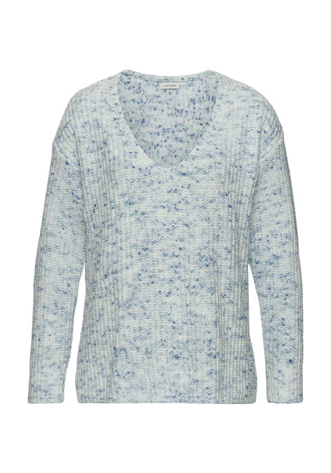 BUFFALO V-Ausschnitt-Pullover Damen blau-creme Gr.36/38