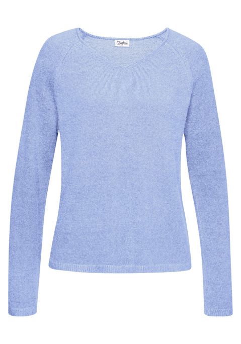 Bild: V-Ausschnitt-Pullover von Buffalo: Feiner Strickpullover von Buffalo. Mit langen Raglanärmeln und V-Ausschnitt. Schmale Rippbündchen. Elastischer Materialmix mit weichem Griff.