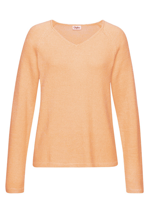 Bild: V-Ausschnitt-Pullover von Buffalo: Feiner Strickpullover von Buffalo. Mit langen Raglanärmeln und V-Ausschnitt. Schmale Rippbündchen. Elastischer Materialmix mit weichem Griff.