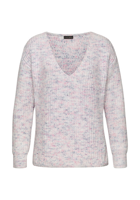 BUFFALO V-Ausschnitt-Pullover Damen rosa-blau Gr.40/42
